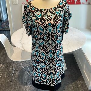 NWT LAUNDRY ABSTRACT PRINT PUFF SLEEVE MINI DRESS. 6